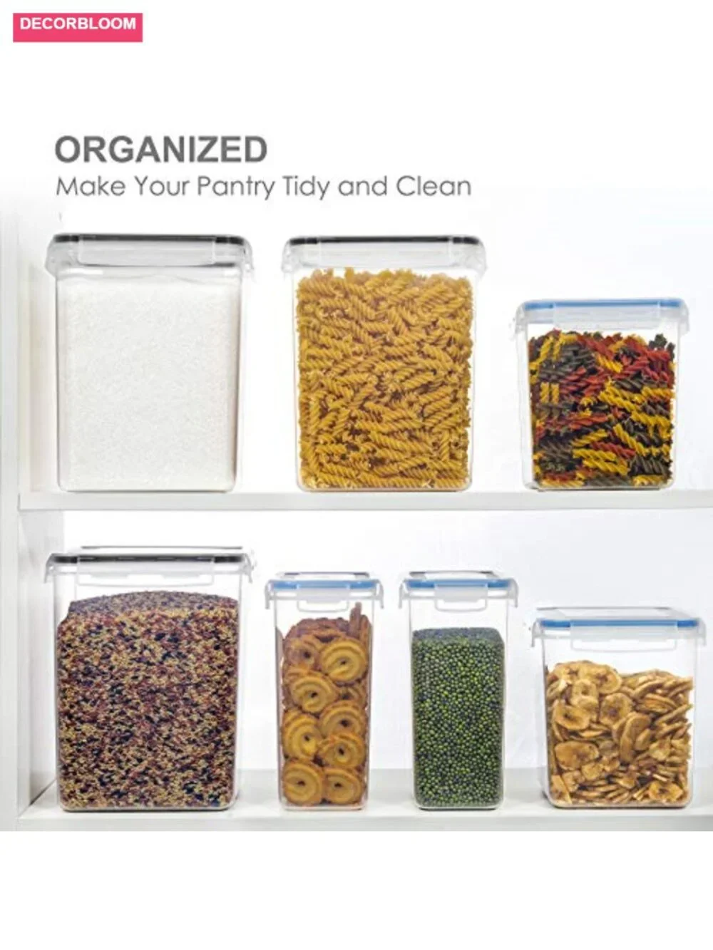 Large Airtight Food Storage Containers with Lids - 5.2L, BPA Free Plastic, 3